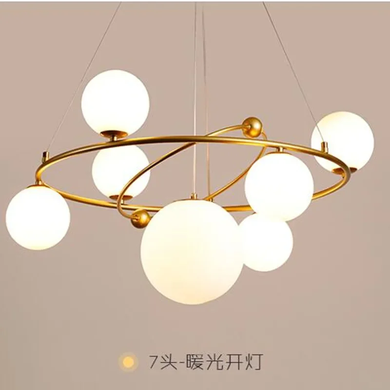 modern nordic led chandelier lampada pingente golden round ring sala de estar cozinha jantar quarto bola de vidro pendurado luz 01