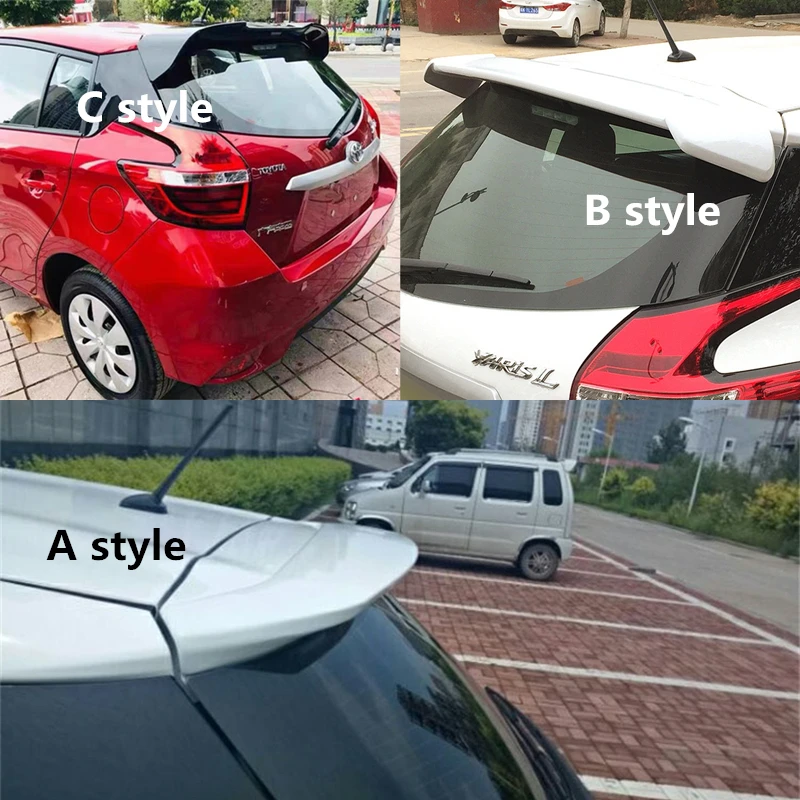 3 Style For Toyota Yaris L Vios FS Hatchback Roof Spoiler 2008 - 2022 ABS Material Carbon Look Car Rear Trunk Wing Accessories