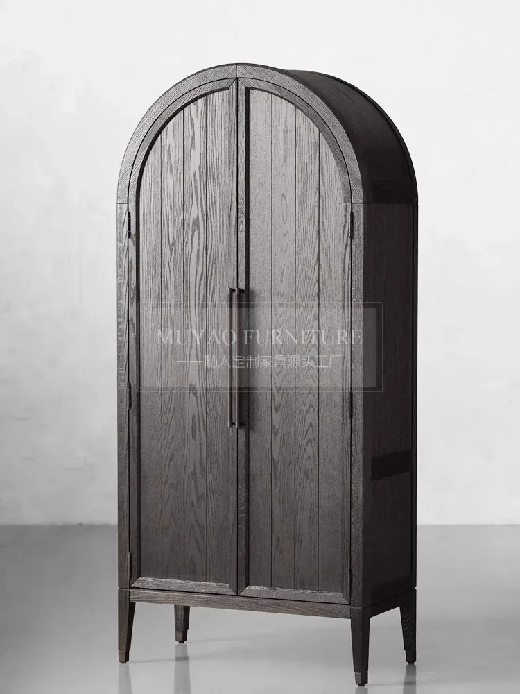 

Американский ретро-черный арочный шкаф, шкаф для хранения вещей, украшение для входа в гостиную, гардероб