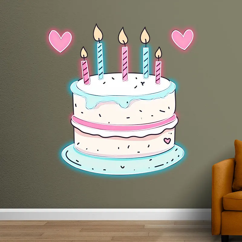 Birthday Cake Custom Home Decoration LED Neon Sign