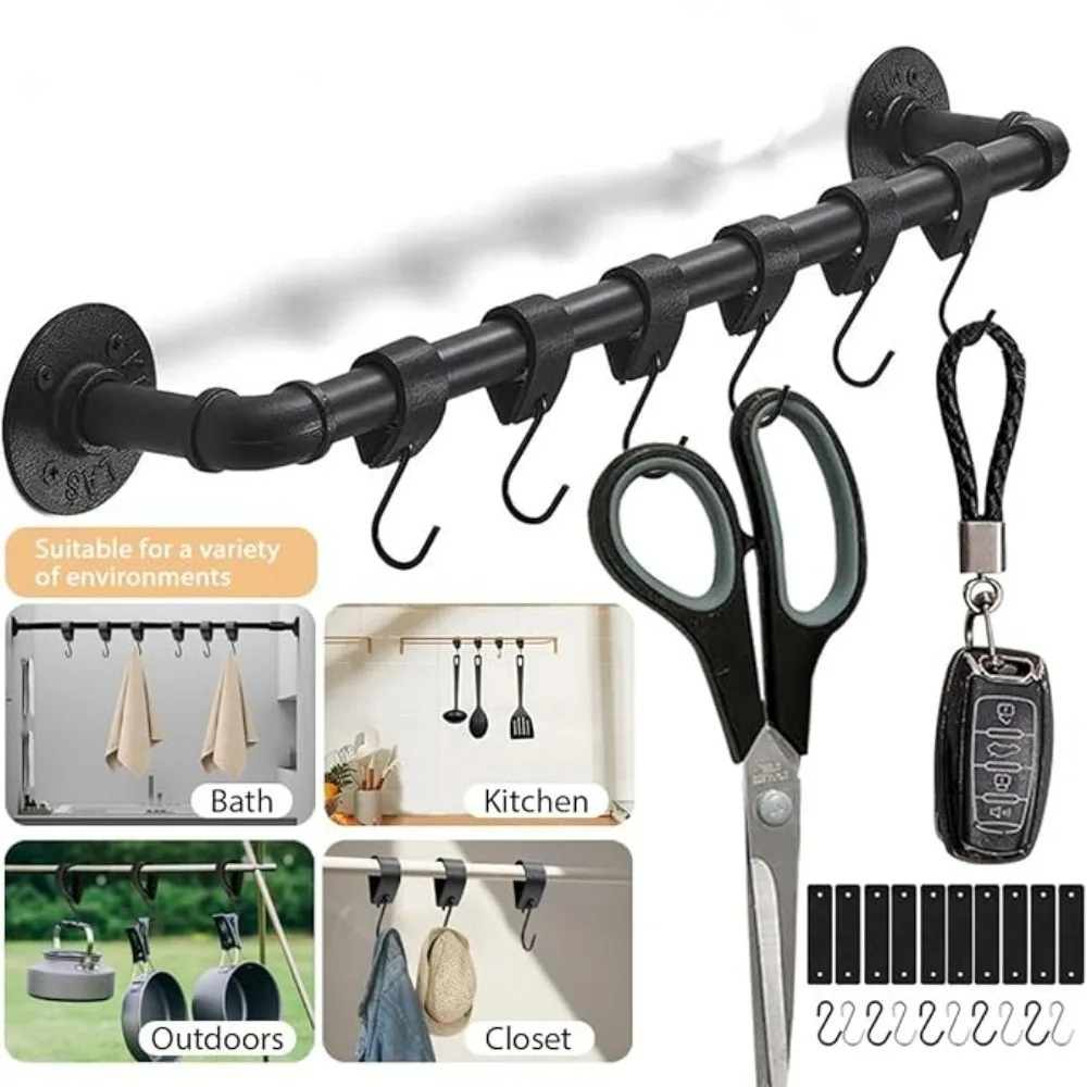 S-förmiger Haken aus Leder und Metall, multifunktionaler Camping-Outdoor-Lederhaken für Badezimmer, Schlafzimmer, Küchenhaken, Wohnaccessoires