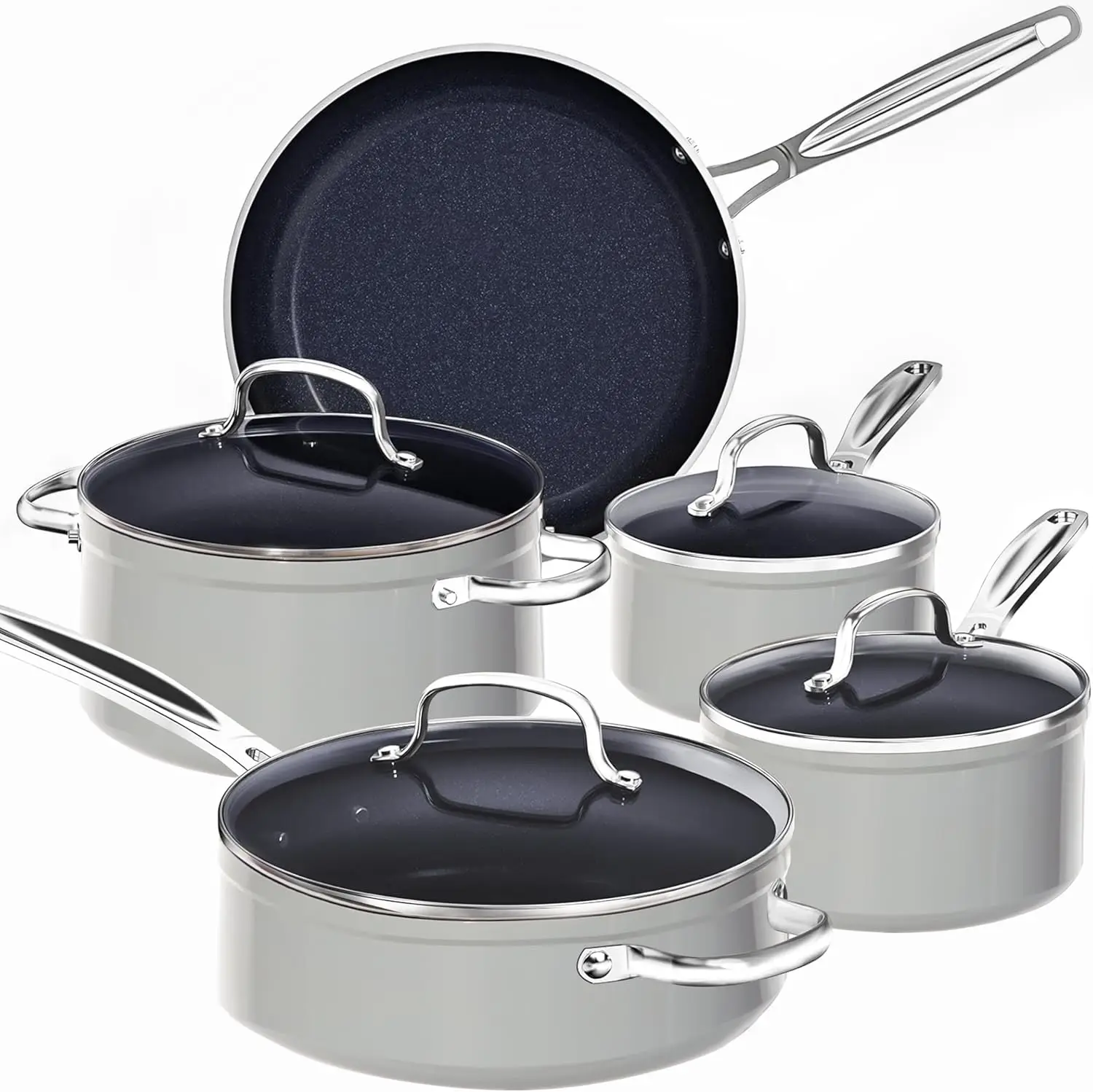 

9-Piece Ceramic Nonstick Cookware Set, PFAS-Free, Oven Safe, Induction Ready with Even Heating