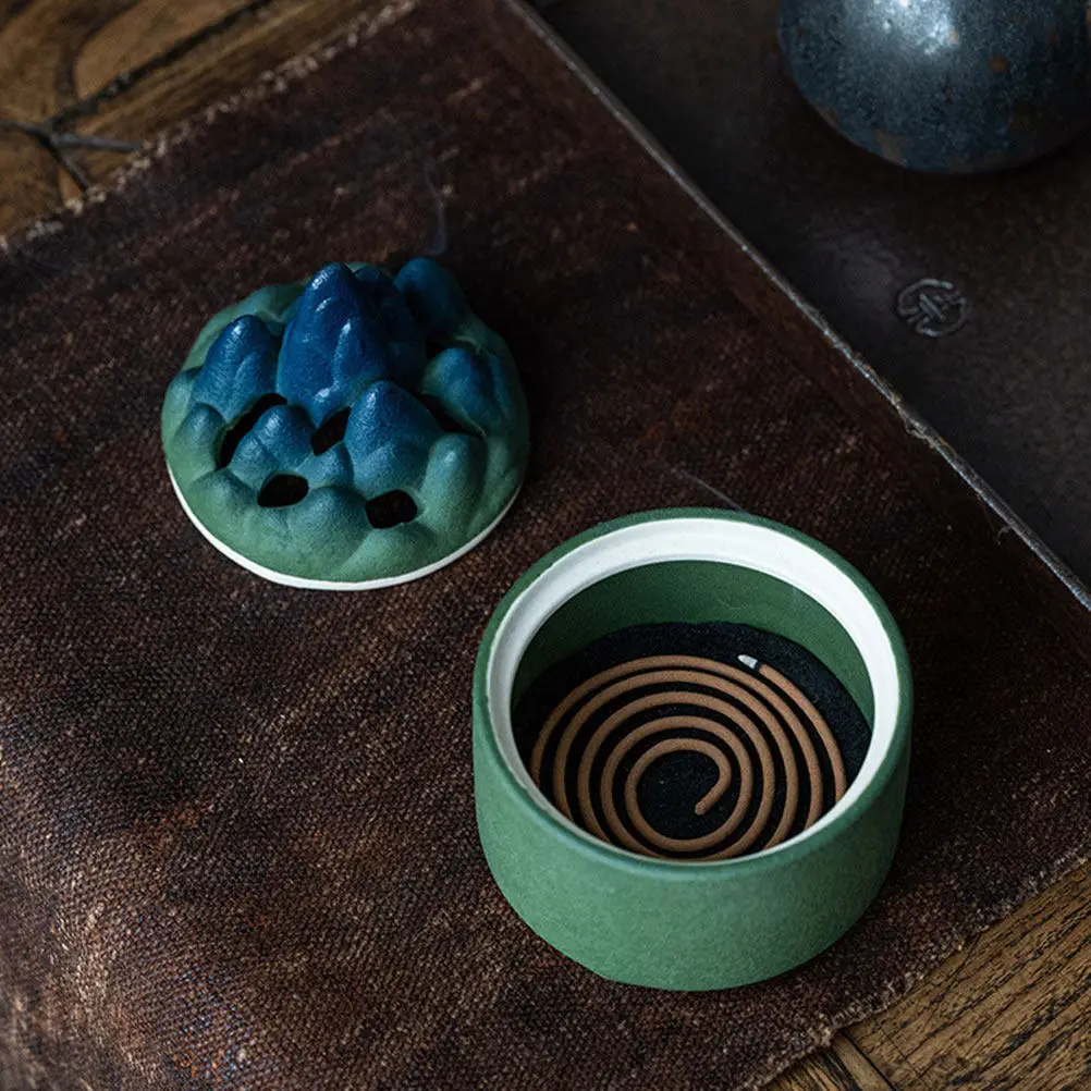 Premium Ceramic Incense Burner with Pierced Artistic Pattern Compact Tabletop Censer Decor for Relaxation Aroma Therapy Home