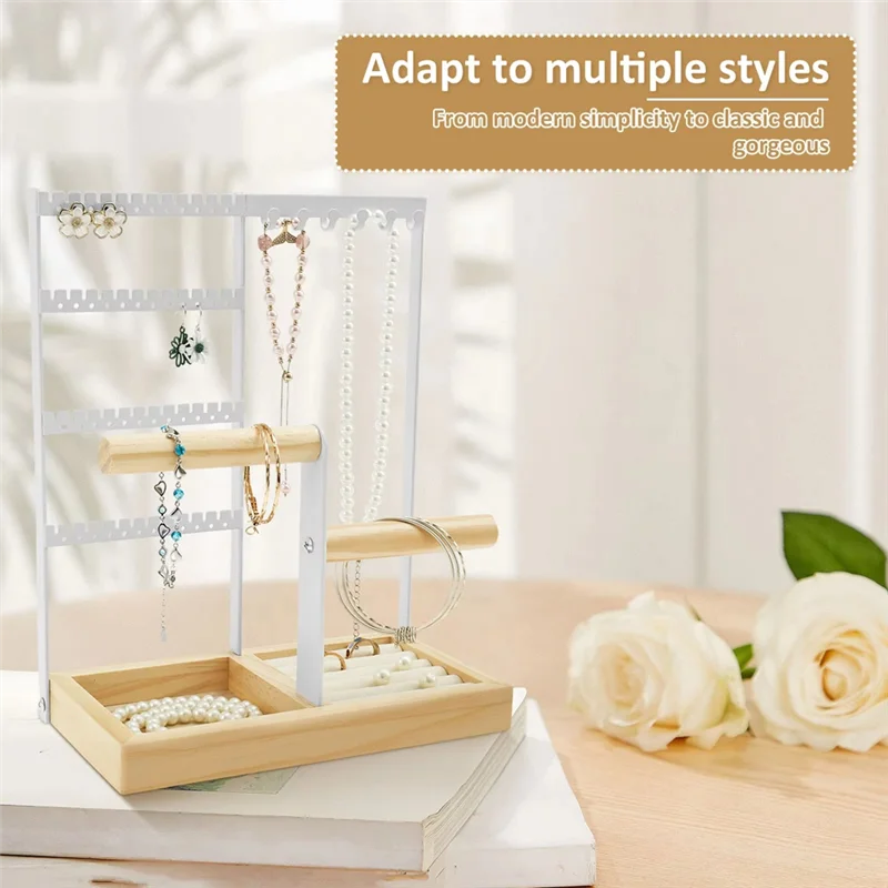 CQMF-4 Tier Jewelry Organizer Stand - Rings & Bracelets On Dressing Tables Countertops
