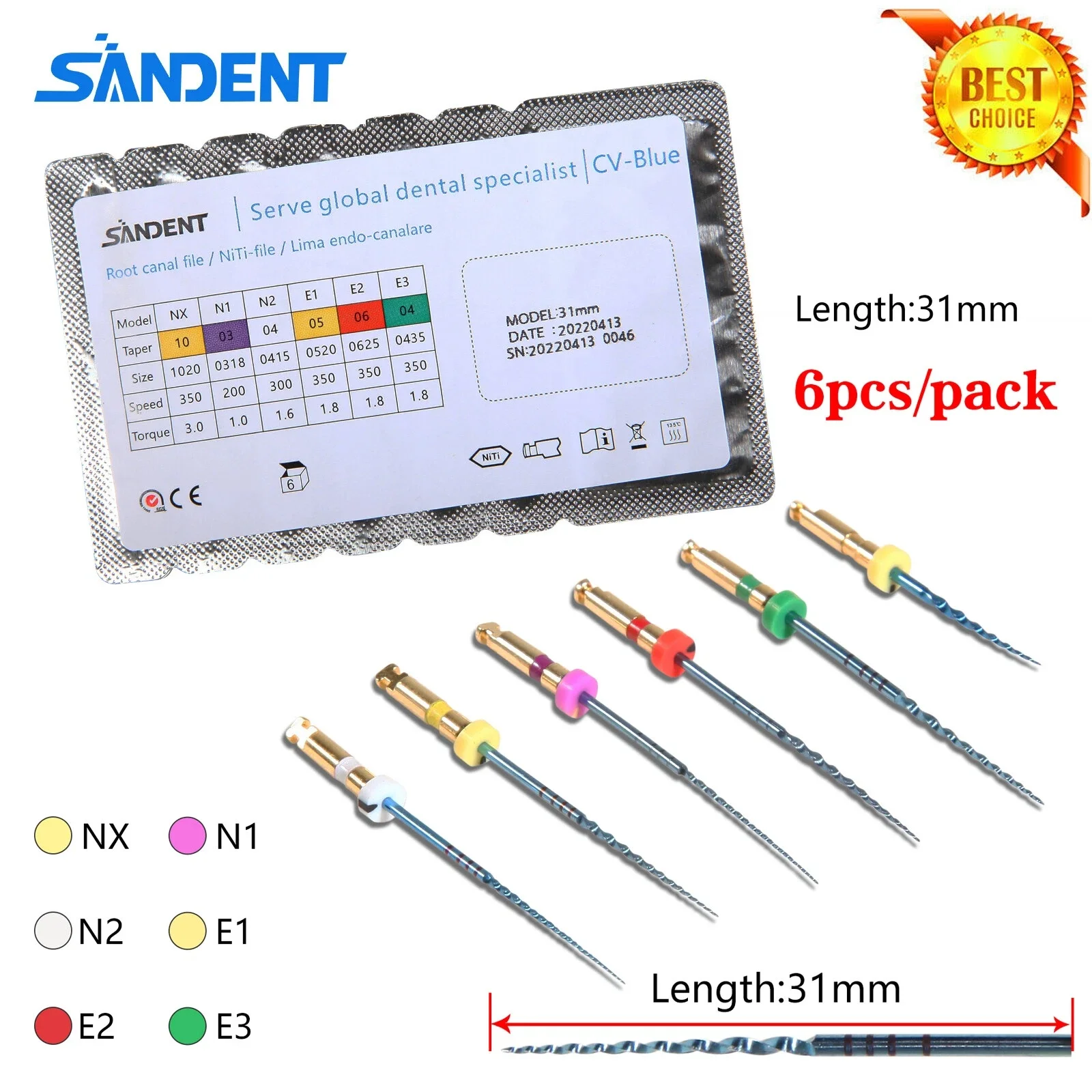 

31mm Dental NiTi Super Files Rotary Endodontic Engine File Endo Motor Root Canal Treatment