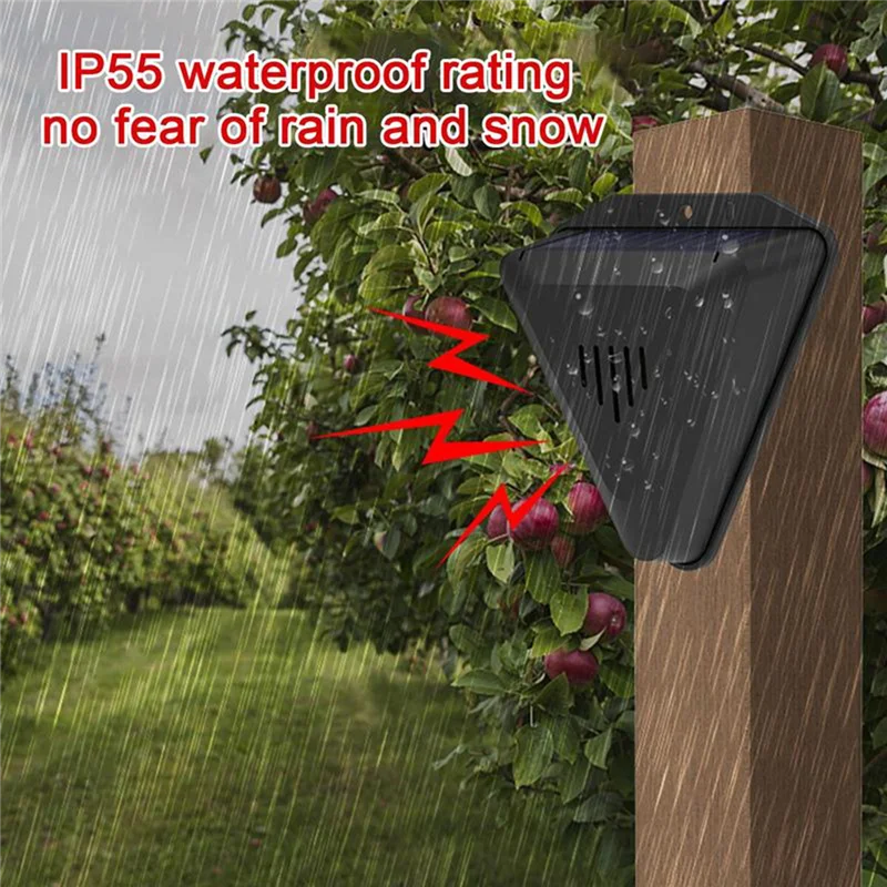 ABJN-Outdoor Solar Timer Bird Repeller With 13 Sounds Waterproof Alarm For Crops Orchards Animal Deterrent Protection