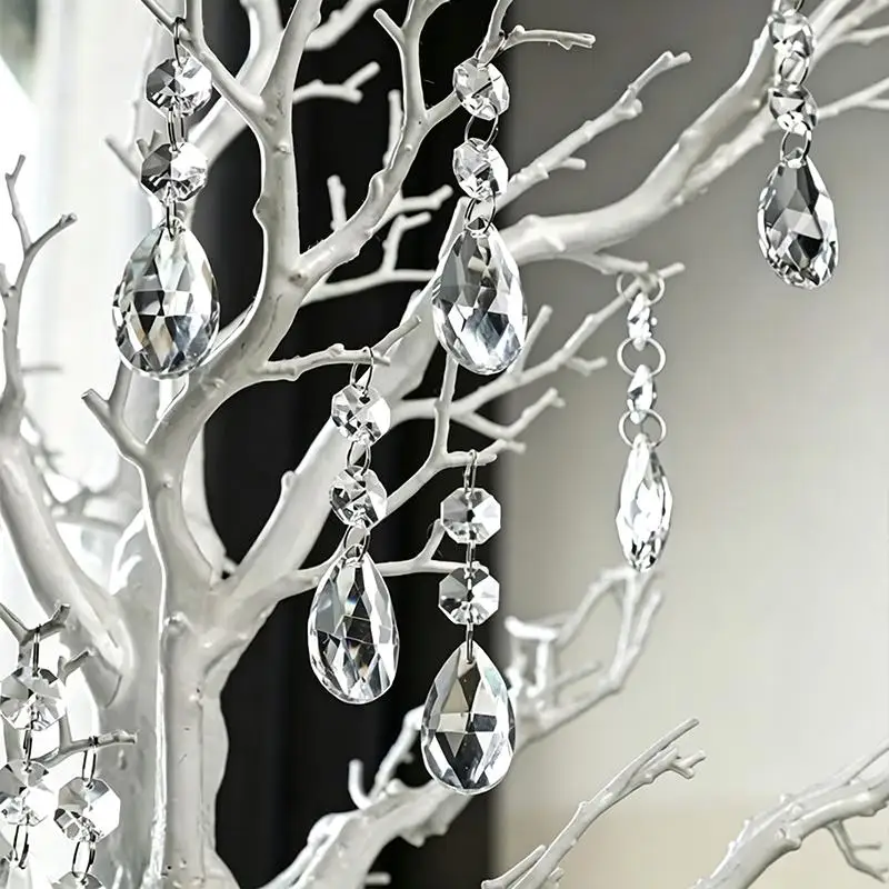 20pcs Clear Crystal Glass 38mm Pendants Chandelier Prisms W Octagon Ornaments Diy Suncatcher Lighting Parts Curtain Decor