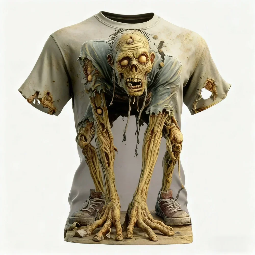 Halloween Kreatives Horror-Zombie-3D-Druck-T-Shirt für Männer und Frauen, modisches Street-Party-Casual-Familienfreundliches Kurzarm-T-Shirt – Detail 6