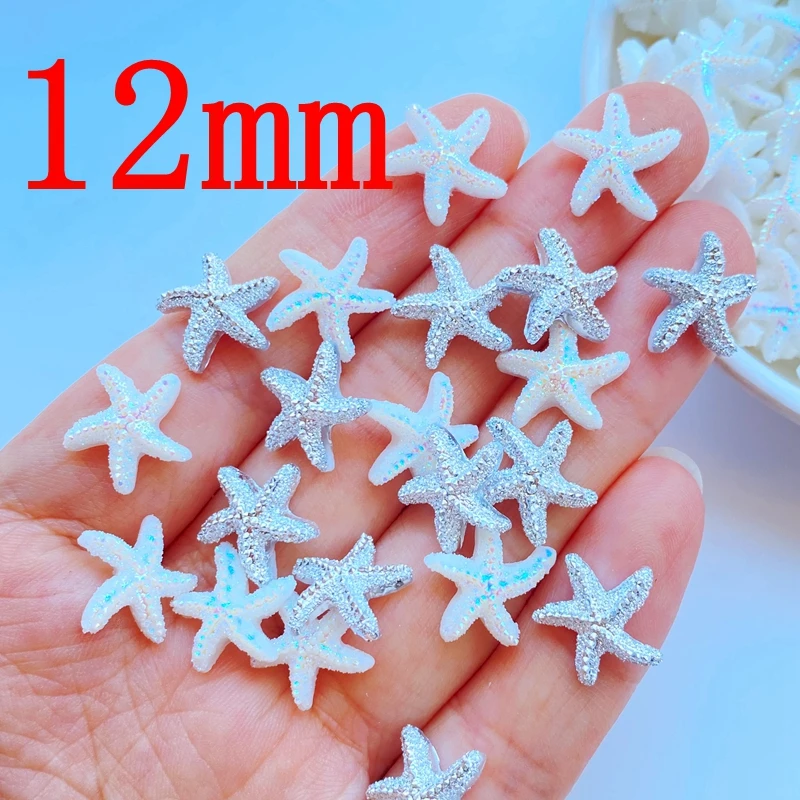 50Pcs New Cute Mini 12mm Starfish Resin Figurine Crafts Flatback Cabochon Ornament Jewelry Making Hairwear Accessories