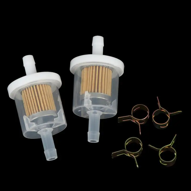 2Sets Of 5/16 Inch Universal Fuel Filters With 8 Pieces Of 14mm Hose Clamps, Gas Inline Fuel Filter Replacement For Motorcycl
