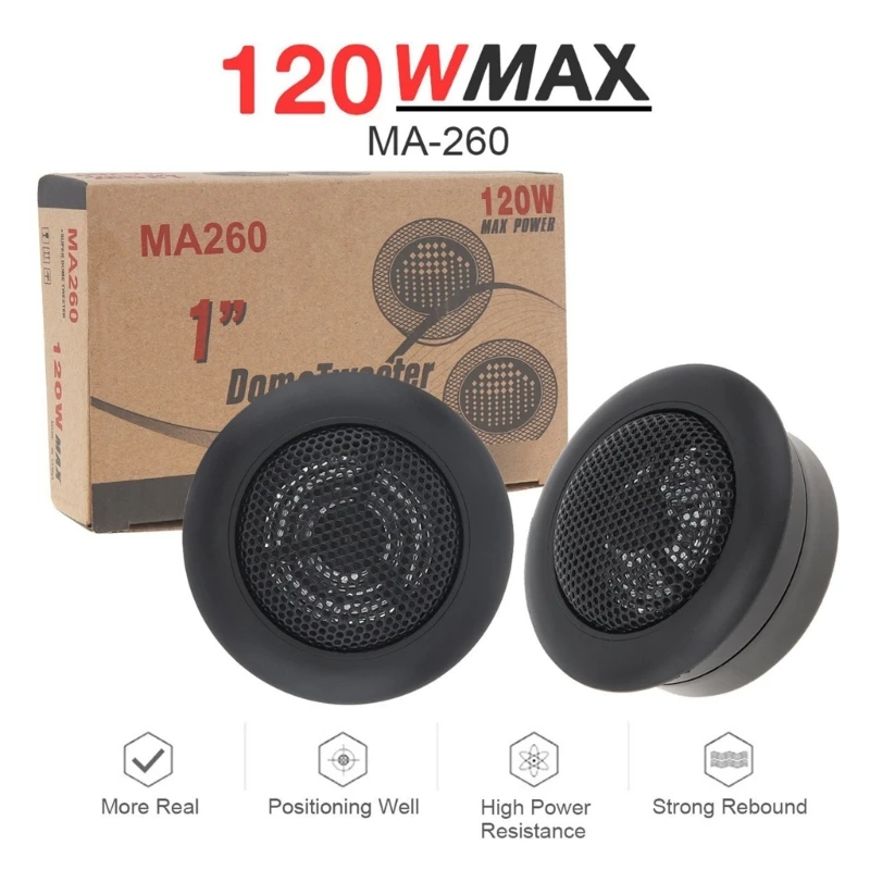 1Pair Universal High Efficiency Dome Tweeter Loudspeaker 2x 120W Loud Speaker Power Audio Sound Speaker 