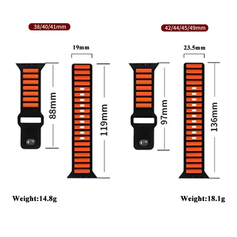 For Apple Watch Band Ultra 2 Silicone Sport Straps 41mm 46mm 45mm 44mm 49mm 42mm 40 38 Correa iWatch Series10 9 8 7 6 5 SE Strap