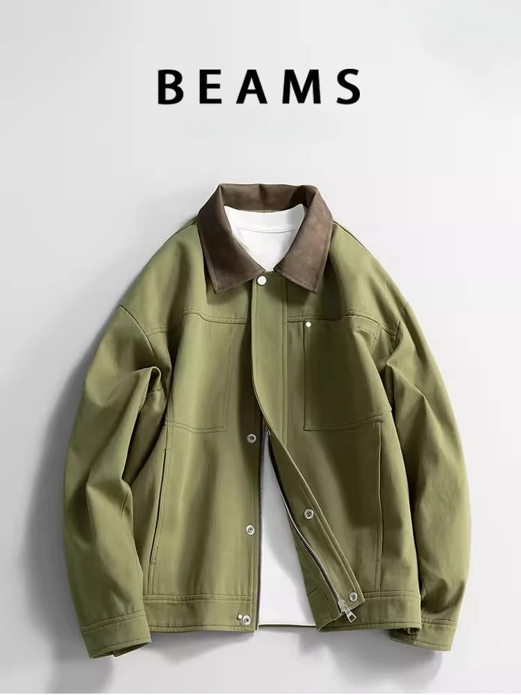 

Новинка 2023 года, весенняя мужская японская модная куртка с лацканами, облегающая, повседневная, дышащая, легкая, повседневная, модная верхняя одежда