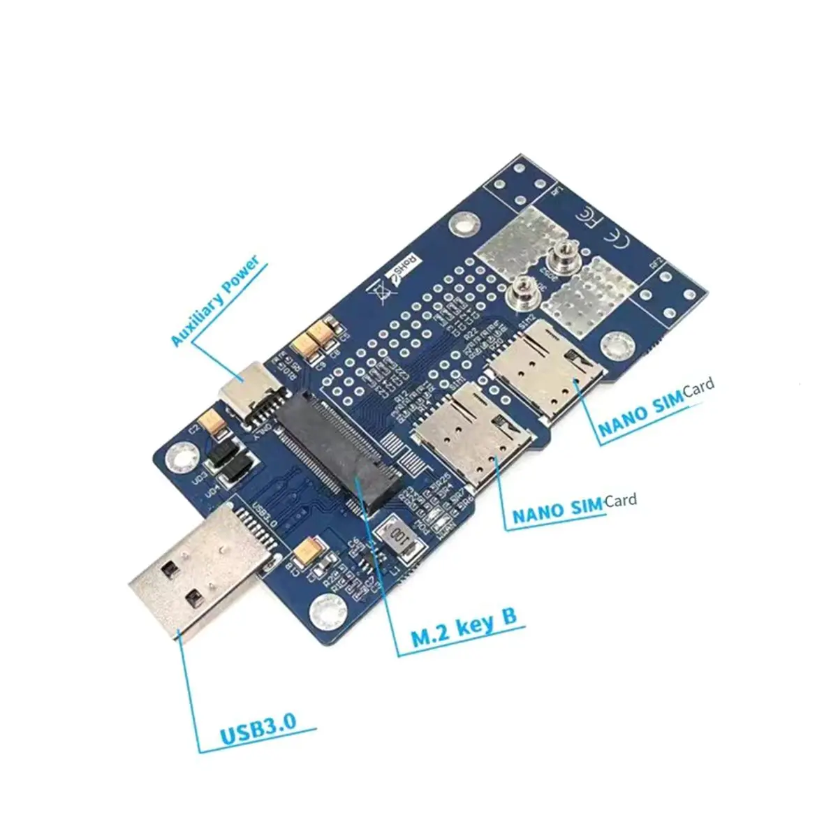 [VALUE PACK]M.2 to USB 3.0 Adapter+EM7455 4G Module with Dual NANO SIM Card Slot Support 3G/4G/5G/LTE Module M2 NGFF Key B Card