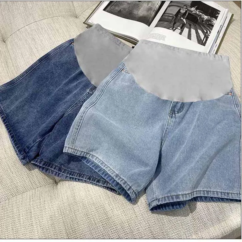 Umstandsjeans Bauchshorts Sommer Schwangere Frauen Denim Hohe Taille Stützhose Schwangerschaftskleidung