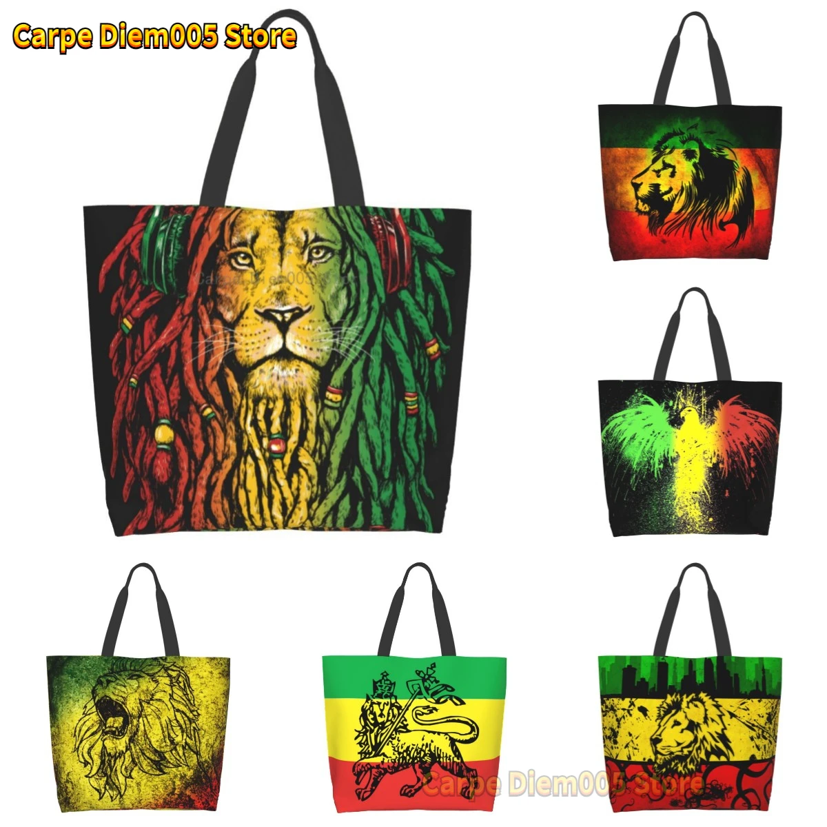 Women Shoulder Bag New Rasta Lion2 Large Capacity Shopping Grocery Tote Bag For Ladies