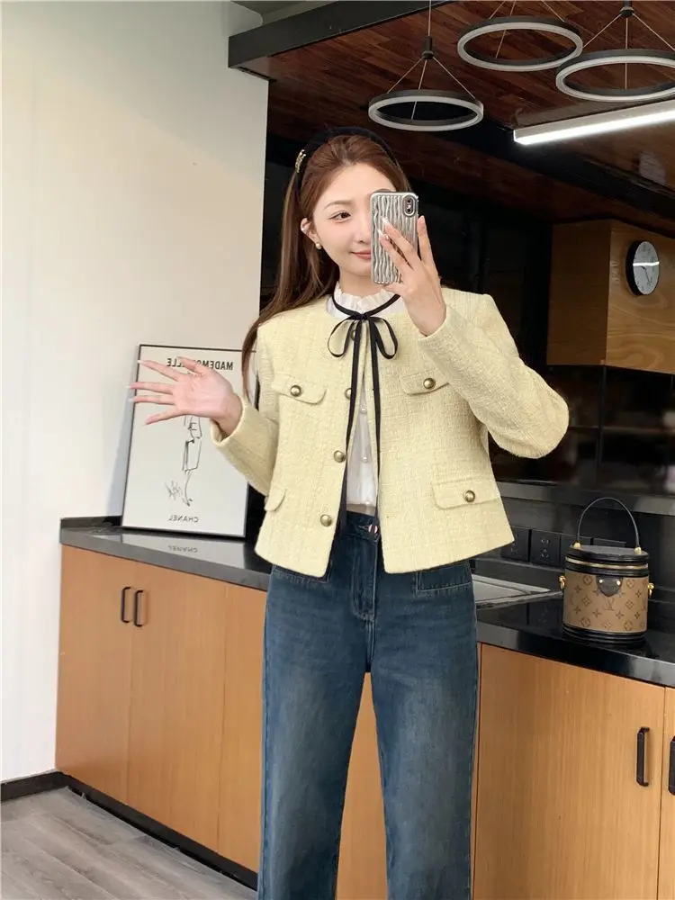 Żakiet tweedowy ciemnoczerwony damski wiosenny asymetryczny dół elastyczny kobiecy w kropki unisex wygodny hippie nieregularny softshell