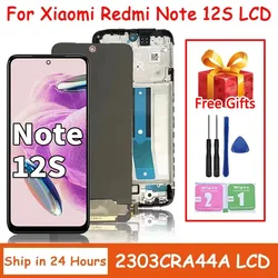 6.43'' AMOLED for Xiaomi Redmi Note 12S 2303CRA44A Lcd Display Digital Touch Screen with Frame for Redmi Note 12s Replacement