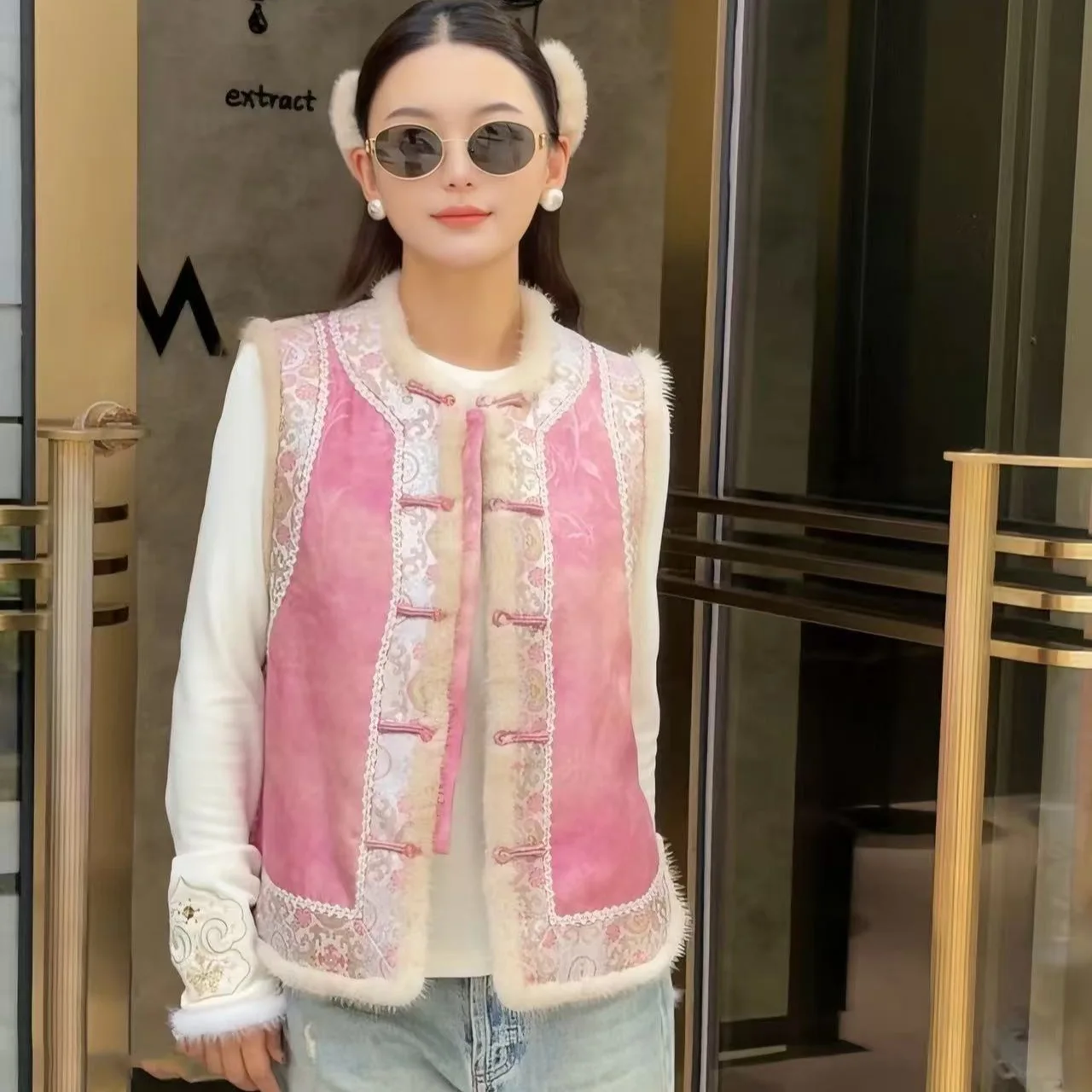 

Осенне-зимний новый парчовый жаккардовый женский стеганый жилет, теплое меховое легкое роскошное пальто в стиле ретро