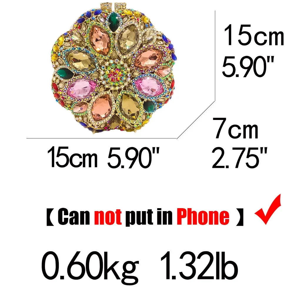 Boutique De FGG (in stock) Round Circular Women Crystal Clutch Evening Bags Rhinestone Wedding Party Handbags and Purses