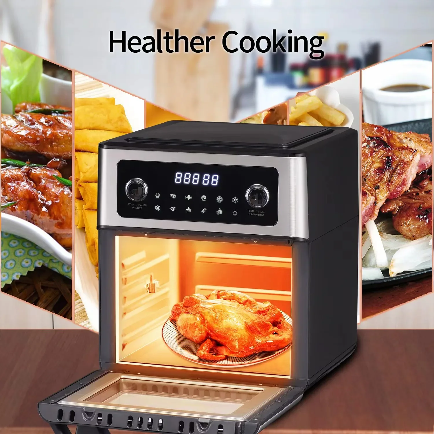 Dual chicken electric toast oven simple knob control healthy cooking 120V US standard cake microwave oven with air fry