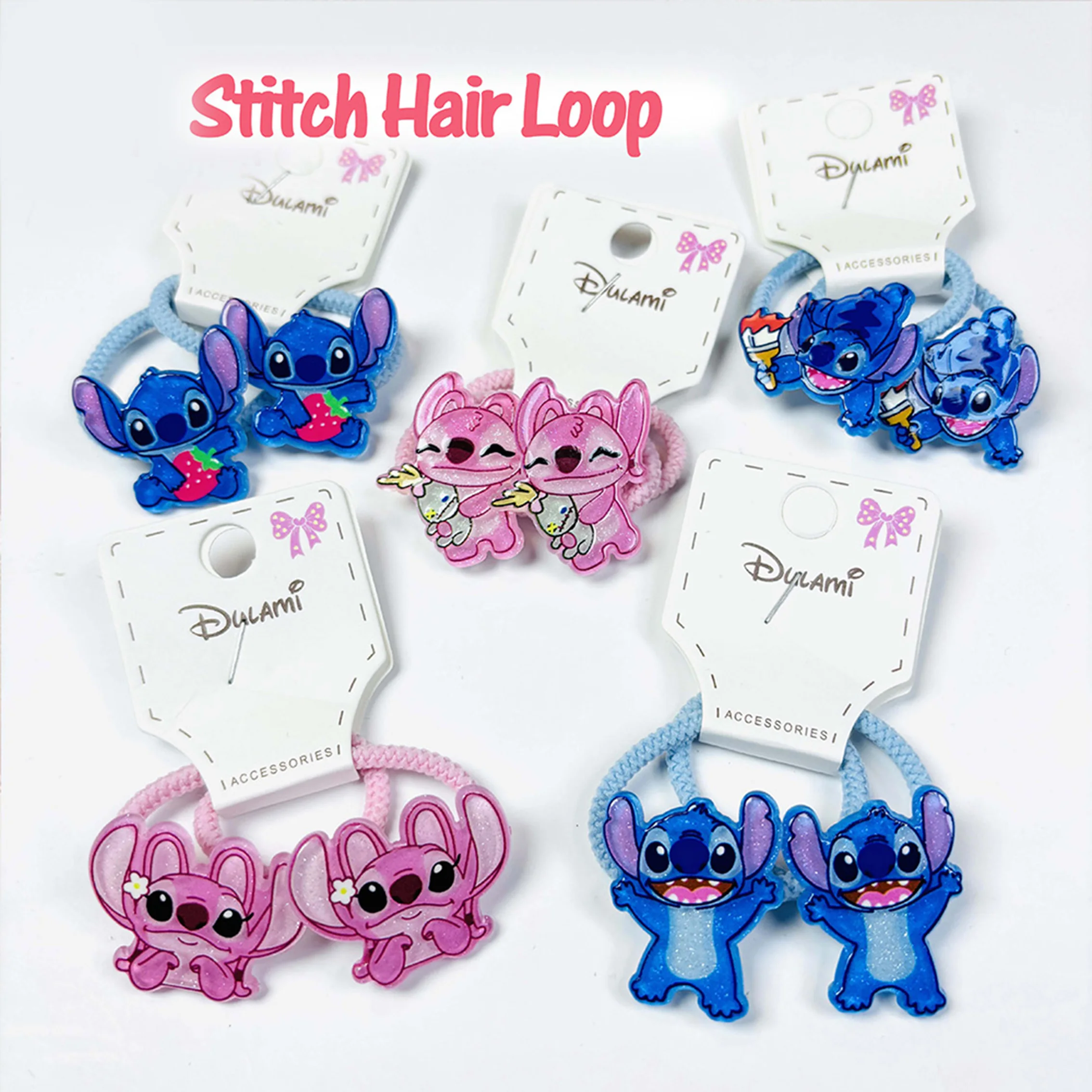 Disney Anime Lilo Stitch Hair Bands, Cartoon Rubber Band, Hairpin Kawaii, Girl Gifts, Acessórios de brinquedos, 1 Pc, 5 Pcs, 10Pcs