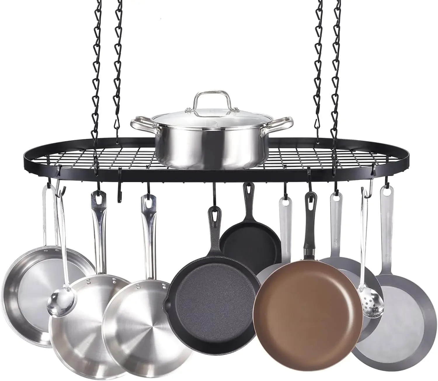 

Hanging Pot Rack, 36 inch Hanging Pot Rack Ceiling Mount, Ceiling Pot Rack with 20 S Hooks, 80 lbs Loading Weight