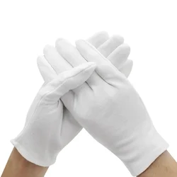 Guantes blancos de inspección, Guantes de trabajo de algodón, joyería, Guantes ligeros de alta calidad