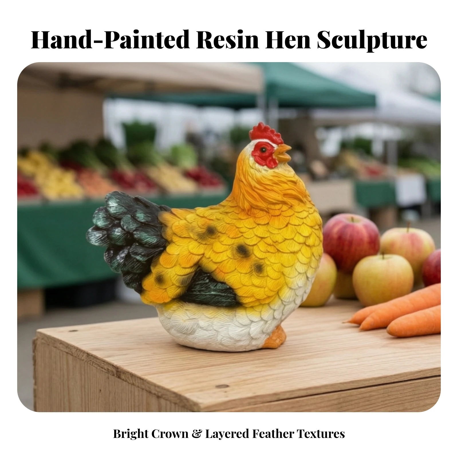 Chicken Figurine Country Chicken Statue Sculpture Cute Decor Compact for Garden, Courtyard