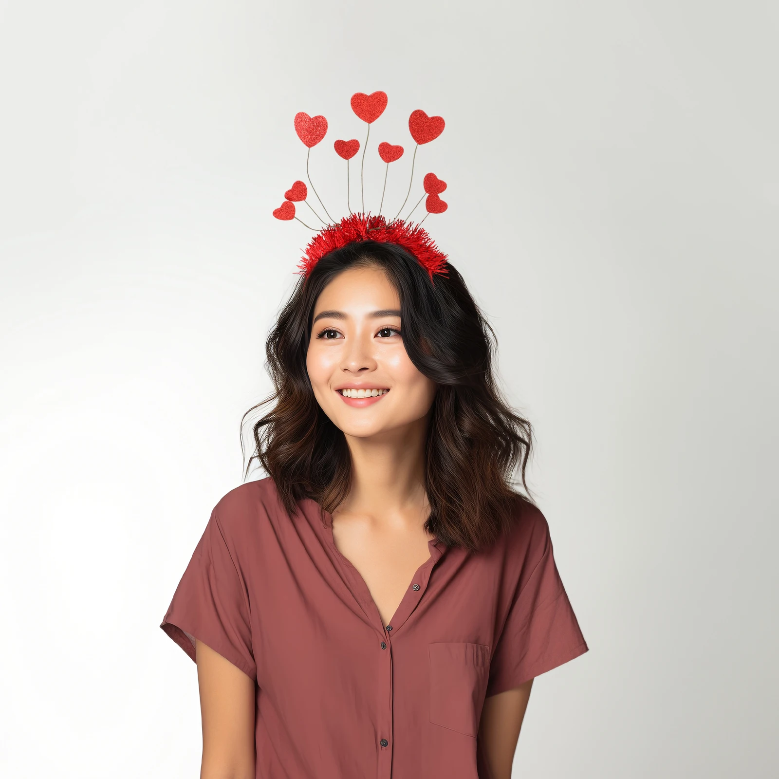 

2 Pcs Red Heart Headb s Valentine Women Hair Accessories Metal Decorations Holiday Party Heart Headb s Women Hair Tools
