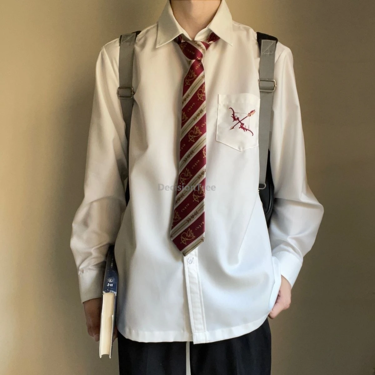 ユースファッション-日本学生-メンズ-スクール-jk-dk-制服トップス-高校-ユニセックス-制服-学校-白綿シャツ-2点セット