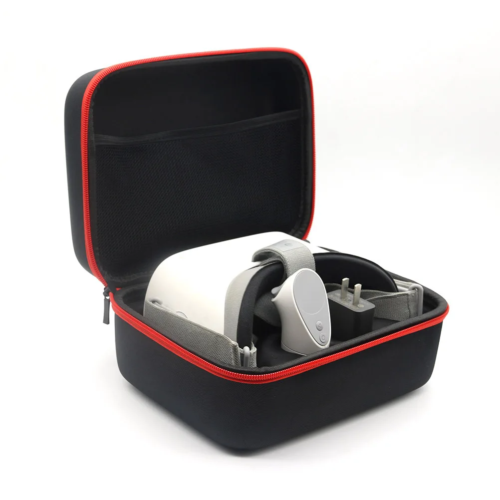 

Vr Glasses Storage Box Shockproof Carrying Case Portable Travel Storage Case Compatible for Xiaomi Black Red with Zipper Design