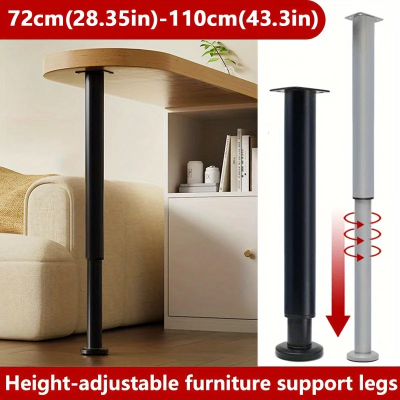 Sleek, Adjustable 72cm Metal Table Leg - Cylindrical Furniture Support for DIY Projects, Workbenches, Dining & Coffee Tables