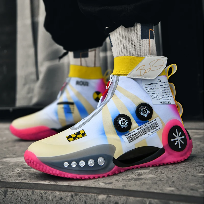Marka mężczyźni buty koszykarskie dla dzieci kobiety oddychające outdoor wysokie skarpety kosz buty Design Sneakers oryginalne buty sportowe do