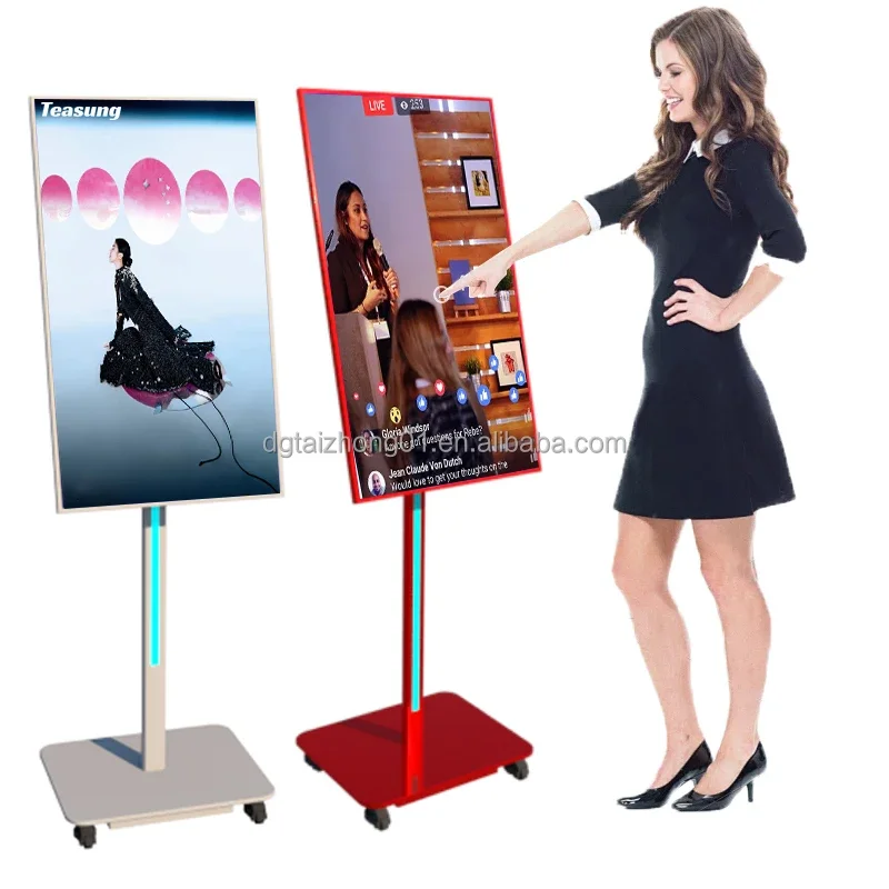 

Advertising lcd screen touch screen stand Indoor portable mobile digital poster 32inch display for advertising wholesale sale