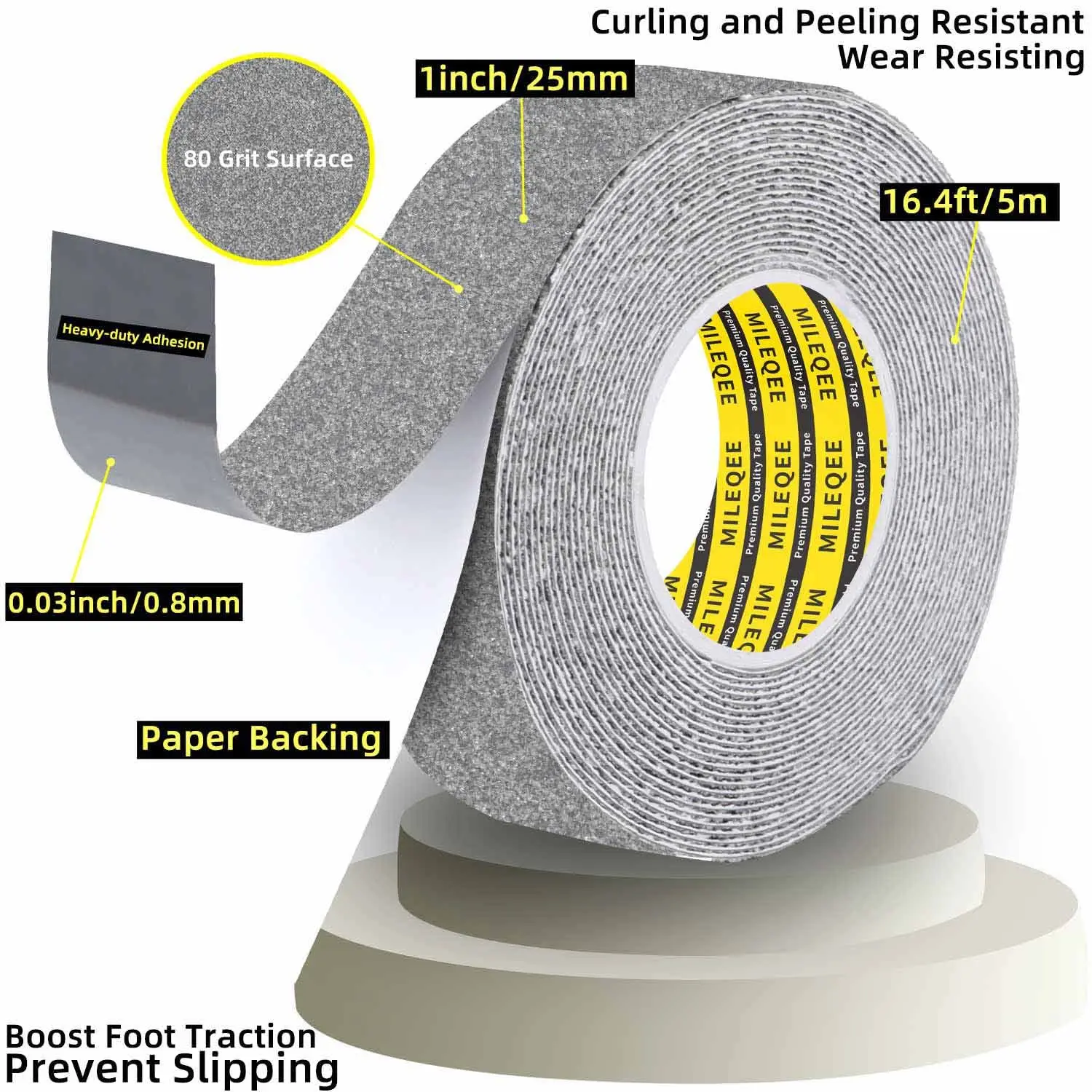 Anti-slip Tape，PVC matte tape, length 5 meters waterproof wear-resistant sandpaper stair non-slip sticker strip, waterproof