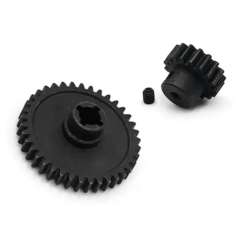 2 Stück Metall WLtoys A959 Stahldiff Hauptgetriebe 38T & Motorritzel 17T für 1/18 Elektrobuggy Vortex
