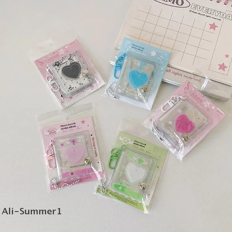 【E】INS Style 12 Pockets Transparent PVC Glitter Storage Book Small Card Booklet Keychain Binder Name Card Book Photocard Holder