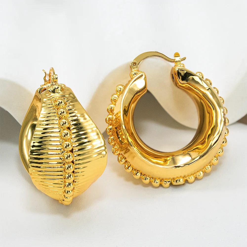 YTJX Modischer runder 18 Karat vergoldeter Kupferring für Damen, Ohrringe, Party-Geschenke, Schmuck, Accessoires, Alltagskleidung, 2025, neue Weihnachten – Detail 6