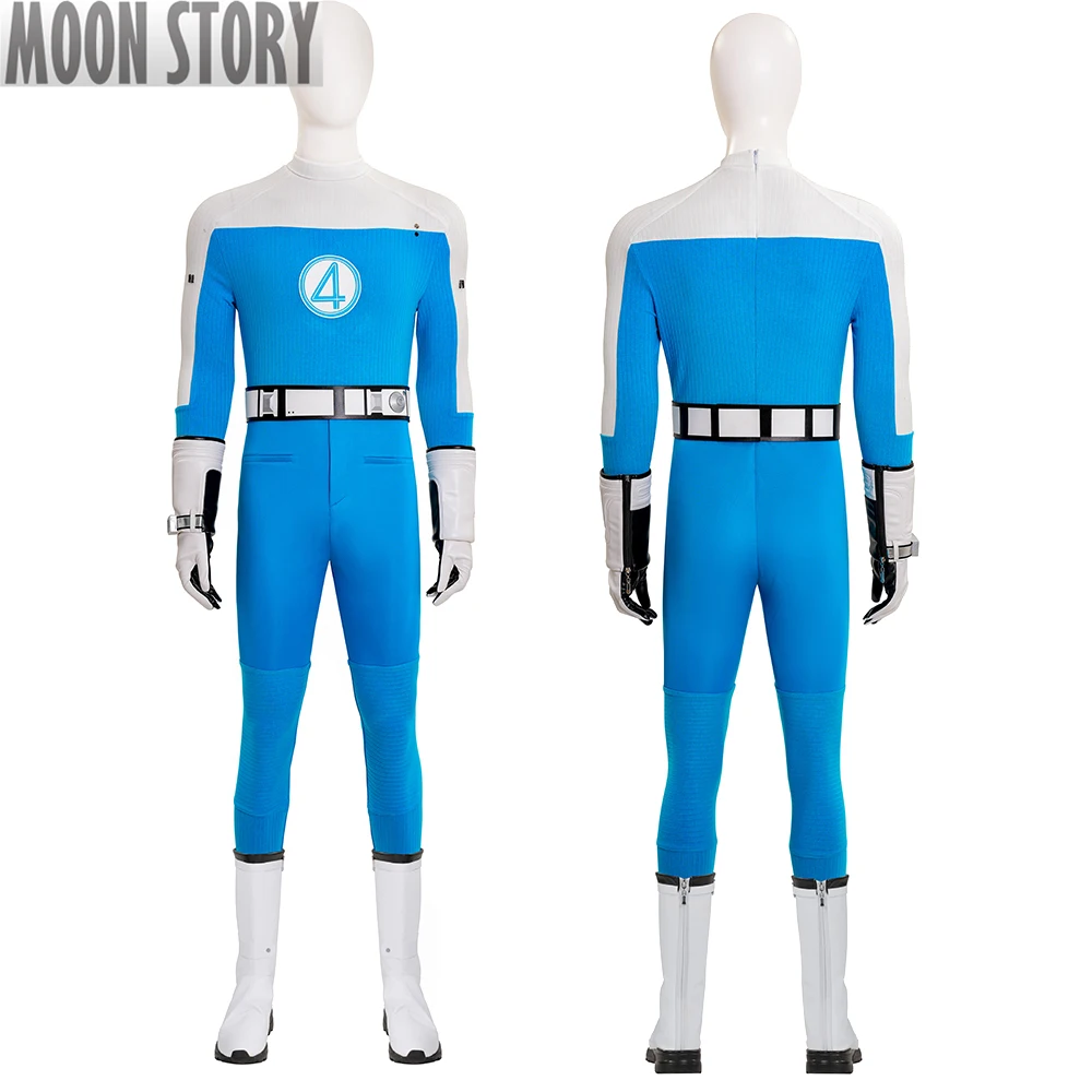 Новый фильм «Фантастическая четверка», костюм для косплея, человеческий факел, синий комбинезон для взрослых мужчин Новый фильм «Фантастическая четверка», костюм для косплея, человеческий факел, синий комбинезон для взрослых мужчин