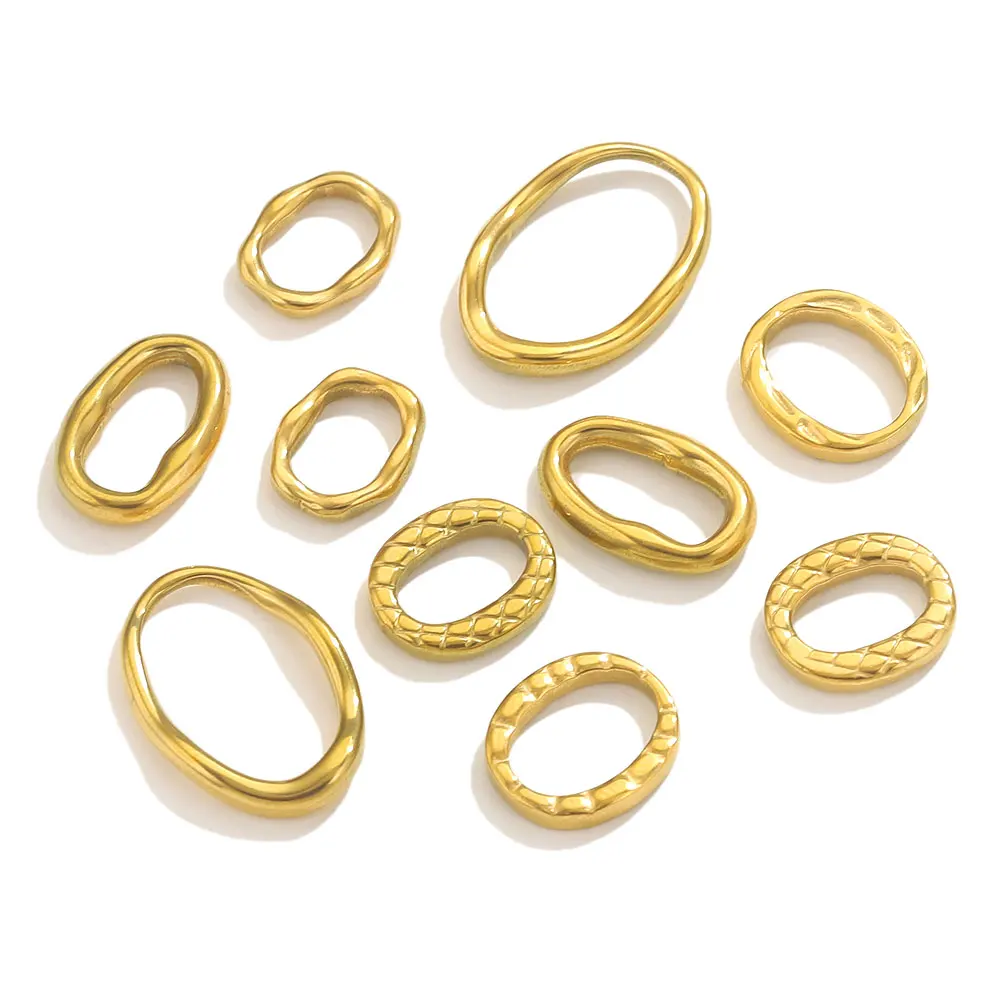 5pcs Stainless Steel Irregularly Round Connector Gold Plated Bezel Charm Earrings Jewelry Making Supplies DIY Charms Findings