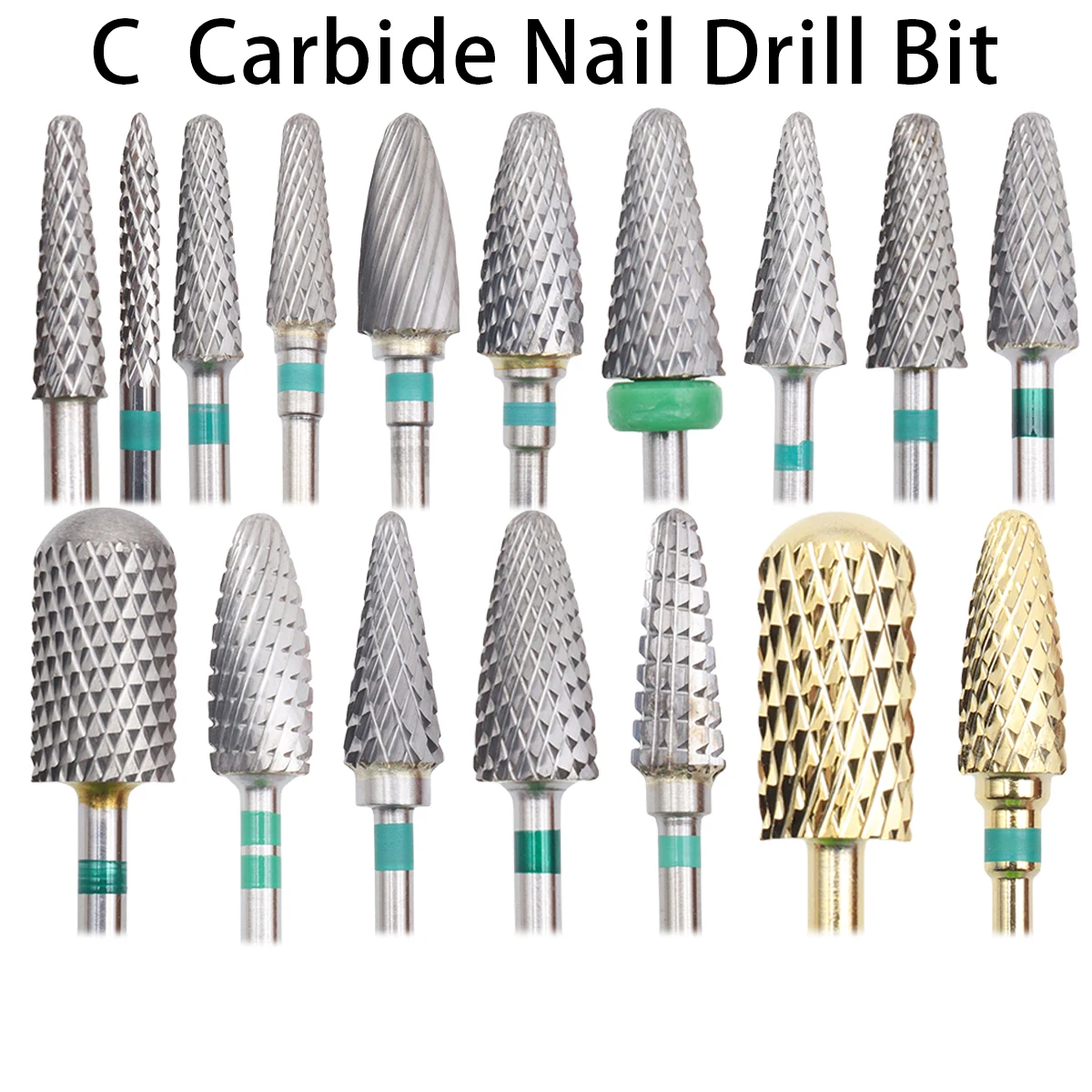 Green Tungsten Carbide Nail Drill Bit Milling Cutter Eletric Manicure Machine Equipment Cuticle Clean