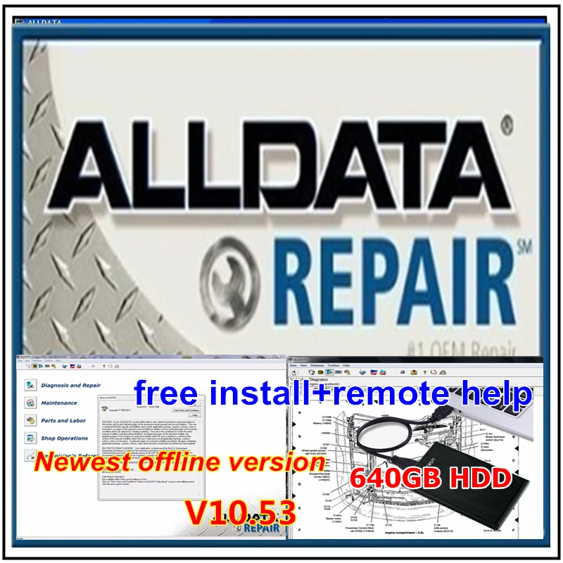 Newest Alldata 10.53 All data Automotive Repair Software with Wiring Diagrams Free Remote Installation+ Video Guide in 640GB HDD