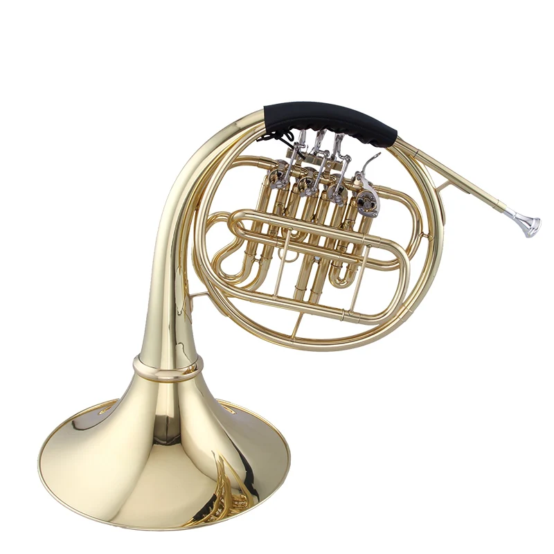 Brass body wind Instruments top quality french horn with 4 rotating valve piston Bb tone single horn