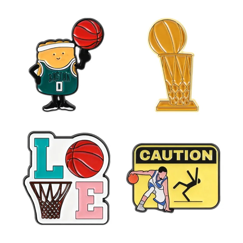Fun basketball-themed badges, cartoon trophy basketball-shaped alloy pins, backpack clothing accessory, gift for friends