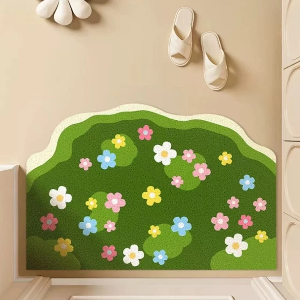 Green Forest Door Mat Irregular Plant Shaped Outside Entrance Mat Carpet Front Door Mat Spring Welcome Entryway Doormat