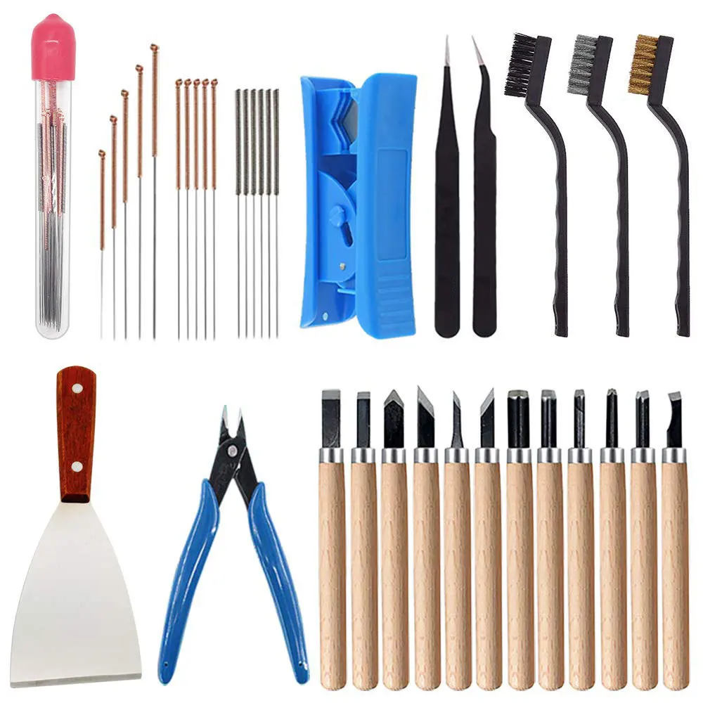 35PCS 3D Printer Cleaning Tool Kit 3D Printing Accessories Maintenance Repair Tools for Nozzle Model DIY