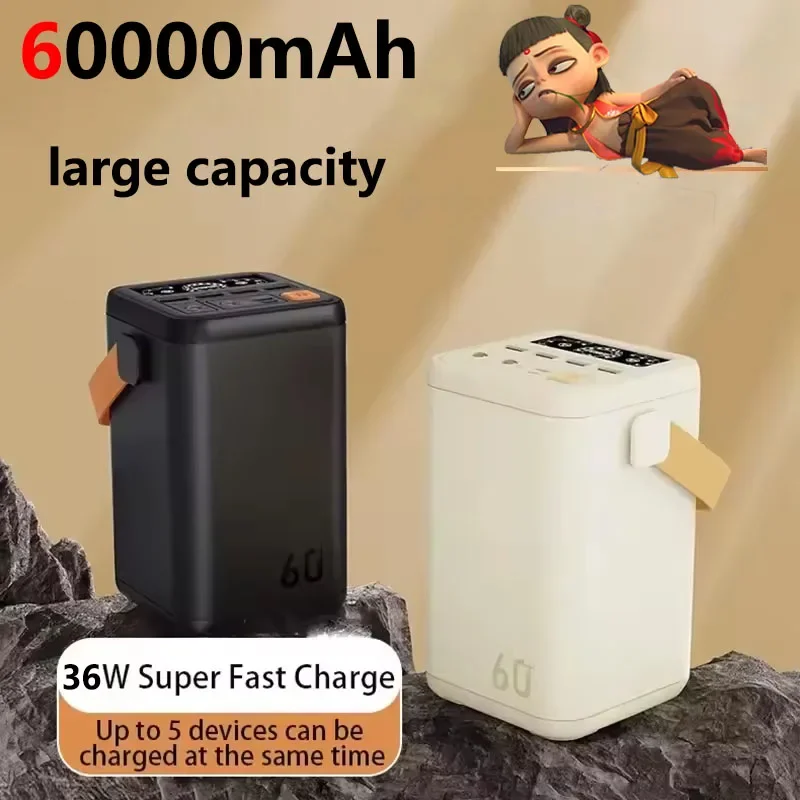 

2025new 60000mAh portable power bank with LED light PD large capacity 45W fast charger portable power station i external battery