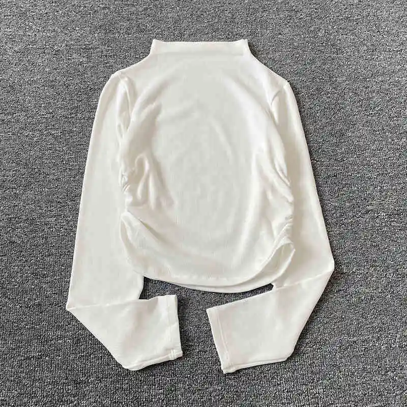 

Solid color basic sports long-sleeved women's autumn running training fitness clothes high neck yoga suit slimming wearable outs