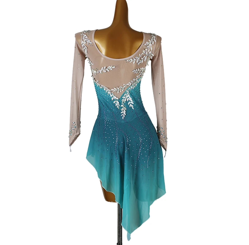 Eiskunstlaufkleid Damen Mädchen Eislaufkleid Gymnastikkostüm benutzerdefinierte Strass B360